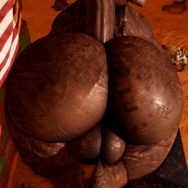 bethesda softworks, fallout, roblox, deathclaw, willie piv, 1boy, 1femboy, anthro, ass, ass clap, ass clapping, ass jiggle, ass shake, ass shaking, backsack