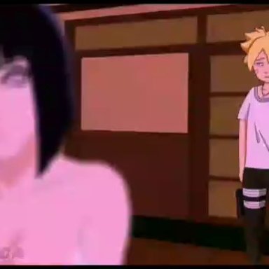 boruto: naruto next generations, hyuuga hinata, uzumaki boruto, chenicca, ass focus, ass grab, assjob, big ass, bunda grande, cum in pussy, incest, m&#227;e, mother and son, netorare, sound