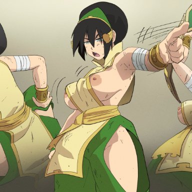 avatar legends, avatar the last airbender, nickelodeon, toph bei fong, coolerinker, inker comics, inkershike, black hair, breasts, female, female focus, female only, green eyes, nipples, short hair