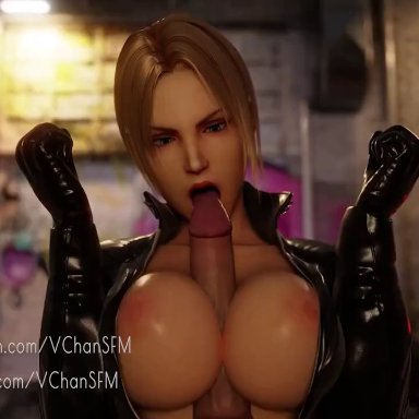 namco, tekken, tekken 7, nina williams, evilaudio, vchansfm, big breasts, big penis, bike, biker clothes, blonde hair, blowjob, bouncing breasts, face fucking, glansjob