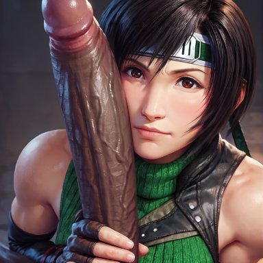 final fantasy, final fantasy vii, final fantasy vii remake, yuffie kisaragi, rorioriai, dark-skinned male, huge cock, interracial, ai generated, stable diffusion