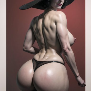 capcom, resident evil, resident evil 8: village, alcina dimitrescu, blunny, 1female, 1girls, ass, back view, big ass, big butt, black hair, black panties, cellulite, curvaceous