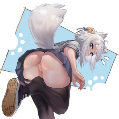 filian, filian (vtuber), wersman, 1girls, animal ears, animal tail, ass, cat ears, cat tail, catgirl, female, female only, kenonomimi, light skin, light-skinned female