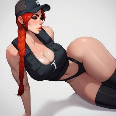 rainbow six siege, ash (rainbow six), picturd, rookybooky, big ass, big breasts, bimbo, bimbo lips, braid, curvy, female, fit female, g string, huge breasts, large breasts