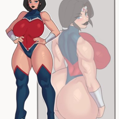 dc, dc comics, dcamu, wonder woman (series), diana prince, wonder woman, wonder woman (dcamu), jakuson z, 1girls, ass, big ass, big breasts, black hair, blue eyes, blush