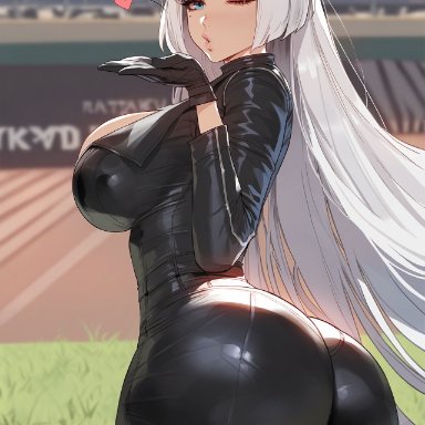 azur lane, shoukaku (azur lane), floox, 1girls, ass, blue eyes, bodysuit, breasts, dat ass, female, hips, huge ass, huge breasts, light skin, light-skinned female