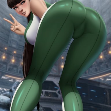 stellar blade, eve (stellar blade), blackcapbandit, ass, bent over, big ass, big breasts, big thighs, breasts, brown eyes, butt, clothed, female, female only, gaming