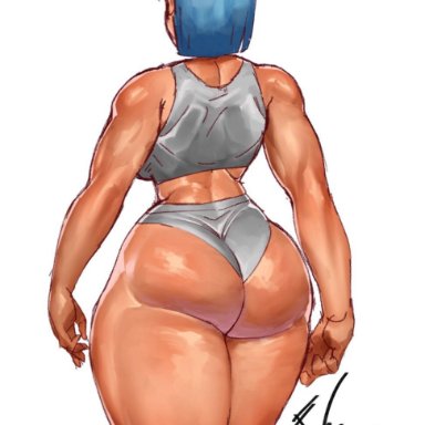 dragon ball, dragon ball z, bulma briefs, bulma briefs (frieza saga), future clownset, 1girls, ass, big ass, big butt, big thighs, blue hair, bra, bubble ass, bubble butt, dat ass