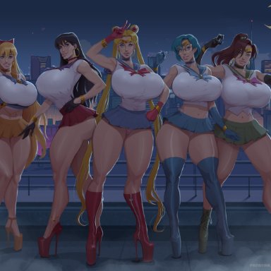 bishoujo senshi sailor moon, kennycomix, ami mizuno, makoto kino, minako aino, rei hino, sailor jupiter, sailor mars, sailor mercury, sailor moon, sailor venus, usagi tsukino, temogam, 5girls, big ass