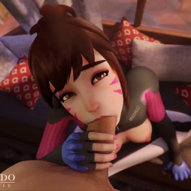 overwatch, overwatch 2, d.va, grand cupido, 1boy, 1boy1girl, 1girl1boy, 1girls, blowjob, breasts, breasts out, cute, cute face, fellatio, female