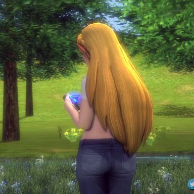 nintendo, the legend of zelda, princess zelda, zelda (breath of the wild), woozysfm, zerodiamonds, 1girls, ambiguous pov, ass, belly, belly button, blonde female, blonde hair, blue eyes, breasts