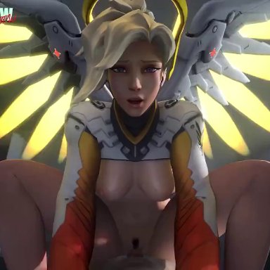 overwatch, mercy, toasted microwave, 1boy, 1girls, bouncing breasts, breasts, cowgirl position, female, pov, vaginal penetration, 3d, animated, sound, tagme