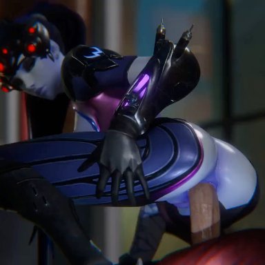 blizzard entertainment, overwatch, overwatch 2, amelie lacroix, widowmaker, darkholestuff, 1boy, 1girls, anal, anal grip, anal sex, big penis, blue hair, blue skin, breasts