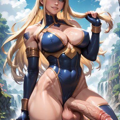 fairy tail, lucy heartfilia, taceee, 1futa, abs, balls, big balls, big breasts, breasts, curvy, dickgirl, futa only, futanari, looking at viewer, nsfw