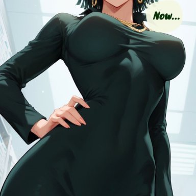 one-punch man, fubuki, fubuki (one-punch man), bewaretheaimachinegod, 1girls, big breasts, clothed, clothing, earrings, female, female focus, female only, green eyes, green hair, large breasts