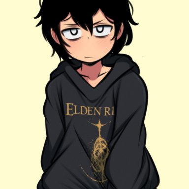 oc, self insert, semifemboi (semidraws), semidraws, 1boy, 1femboy, 1male, black hair, bottomless, bottomless femboy, bottomless male, femboy, hoodie, light skin, light-skinned male