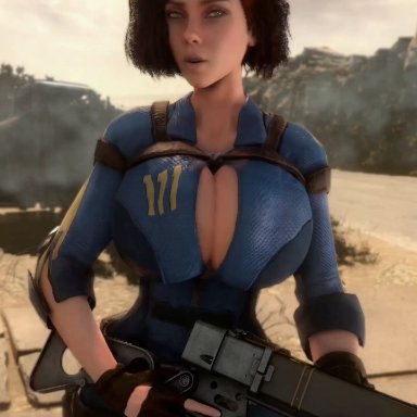 bethesda softworks, fallout, marvel, marvel cinematic universe, marvel comics, black widow (marvel), natasha romanoff, scarlett johansson, vaako, 1girls, alternate ass size, alternate breast size, ass, big ass, bimbo