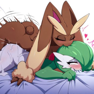 pokemon, pokemon dppt, pokemon rse, gardevoir, lopunny, male gardevoir, male lopunny, pokemon (species), backshots, biting sheets, clapping cheeks, cum, female, femboy, femboy on femboy