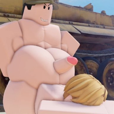 roblox, erich kraus, karl hartmann, robloxian, panzerjungen, 2boys, ass, assjob, bent over, big ass, big ass (male), big cock, big penis, biting lip, blonde hair