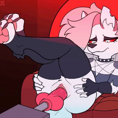 helluva boss, loona (helluva boss), bnbigus, anthro, fucking machine, hellhound, sex machine, solo, 2d animation, animated, sound, tagme, video