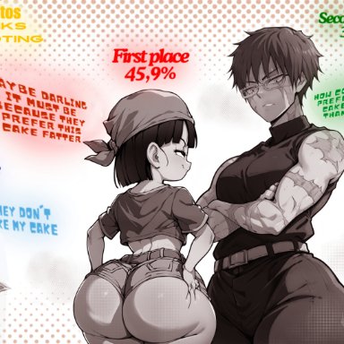 dragon ball, dragon ball gt, jujutsu kaisen, sousou no frieren, frieren, pan (dragon ball), zenin maki, z-art, big ass, breasts, fat ass, huge ass, shortstack, thick ass, thick thighs