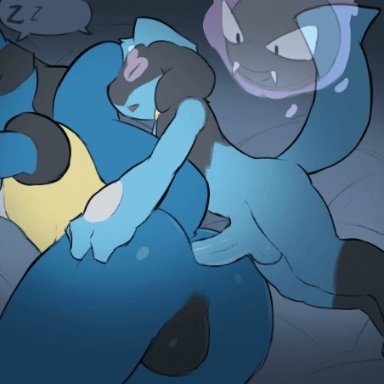 pokemon, gastly, lucario, pokemon (species), riolu, dacad, anal, anal penetration, anal sex, anthro penetrating, furry, gay, hypnosis, mind control, possessed