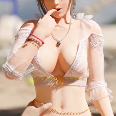 dead or alive, misaki (doa), macstarva, randomtide, superdarkpit, 1boy, 1girls, athletic, athletic female, bare shoulders, bracelet, busty, cleavage, female, female focus