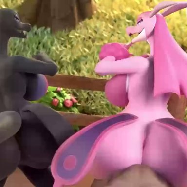 nintendo, palworld, pocketpair, pokemon, generation 7 pokemon, lovander, pal (species), pok&#233;mon (species), pokemon (species), salazzle, pervertguy341, 2girls, anthro, anus, areola