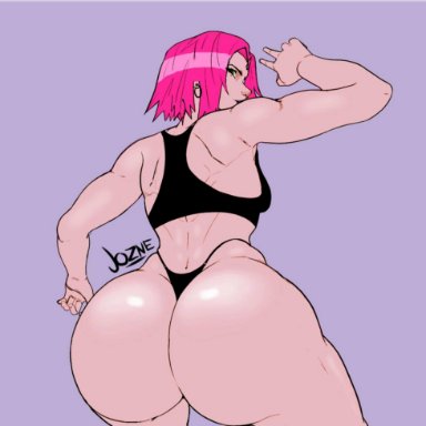 naruto, naruto (series), naruto shippuden, naruto: the last, shounen jump, sakura haruno, ajaycolor, jozne, 1girls, amazon, ass, ass focus, back muscles, back view, biceps