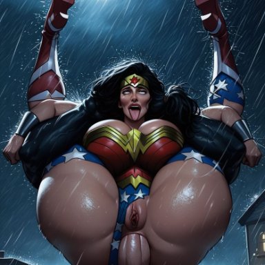 batman (series), dc, dc comics, wonder woman (series), batman, wonder woman, niduscharger, ahe gao, amazon, amazonian, anal, anal sex, big ass, big breasts, big penis