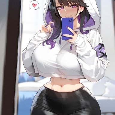 azur lane, pamiat merkuria (azur lane), floox, 1girls, alternate breast size, breasts, brown hair, female, hips, huge breasts, light skin, light-skinned female, long hair, purple eyes, thick thighs