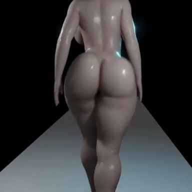 capcom, resident evil, resident evil 8: village, alcina dimitrescu, aeondud, 1girls, ass, backboob, barefoot, big ass, big breasts, black hair, bouncing ass, bouncing breasts, breasts