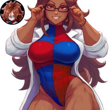 dragon ball, dragon ball xenoverse, dragon ball z, my hero academia, android 21, android 21 (human), miruko, krystalizedart, 1girls, curvy, curvy figure, dark skin, dark-skinned female, fangs, female