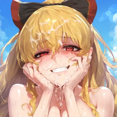 granblue fantasy, vira (granblue fantasy), vira lillie, tharkica, bukkake, yandere trance, ai generated, tagme