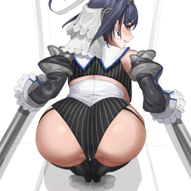 hololive, hololive english, hololive english -council-, hololive english -promise-, ouro kronii, jigger e, 1girls, ass, bending over, blue eyes, blue hair, breasts, dat ass, female, huge ass