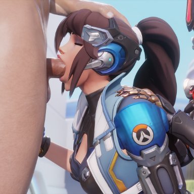 mirrorwatch, overwatch, overwatch 2, captain lacroix, mercy, vengeance mercy, widowmaker, bewyx, 1boy, 2girls, blowjob, corruption, deepthroat, head grab, image