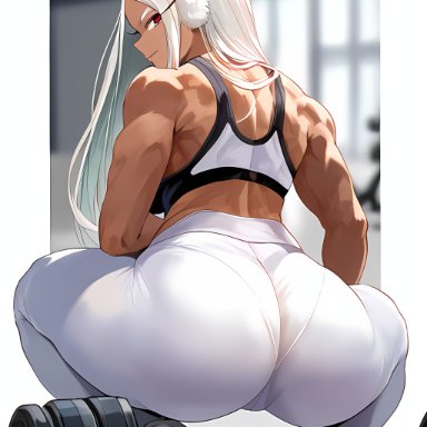 boku no hero academia, my hero academia, miruko, rumi usagiyama, 1girls, ass focus, big ass, bubble ass, bubble butt, bunny ears, dark-skinned female, dat ass, fat ass, female, gym