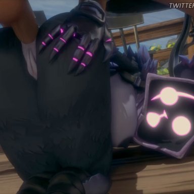 epic games, fortnite, fortnite: battle royale, raven team leader, pentraxnsfw, 1boy, anal, anal sex, anus, areolae, bear girl, big ass, curvy, female, laying down