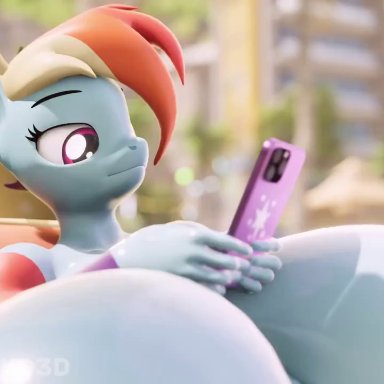 my little pony, rainbow dash (mlp), frostbound, anthro, big balls, condom, condom filling, continuous ejaculation, cum, earth, ejaculation, excessive cum, excessive size, filled condom, filling condom