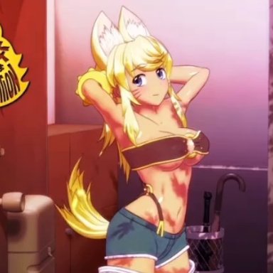 wolf girl with you, liru, liru (magical pokaan), seismic, blonde hair, blowjob, blue eyes, cum in mouth, titfuck, wolf girl, anime style, censored penis, sound, tagme, video