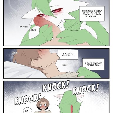 nintendo, pokemon, daisy (luxurias), gardevoir, generation 3 pokemon, pok&#233;mon (species), luxurias, 1boy, 1girls, anthro, blush, cock worship, female, human, kissing