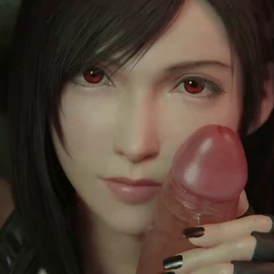 final fantasy, final fantasy vii, tifa lockhart, bulgingsenpai, pixiewillow, volkor, breasts, cum, cum in mouth, cum on face, deepthroat, facial, fellatio, handjob, nail polish