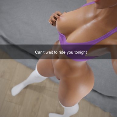 overwatch, overwatch 2, snapchat, pharah, bloosayshello, dark-skinned female, female, inviting to sex, one breast out, posing, stockings, 3d