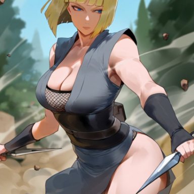 boruto: naruto next generations, naruto, naruto (series), naruto shippuden, naruto: the last, samui, erotic nansensu, 1girls, accidental exposure, alternate costume, bare chest, bare legs, bare thighs, battle, battlefield