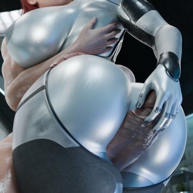 mass effect, mass effect 3, edi, femshep, futashep, pure lewd3d, 1futa, 1girls, android, ass focus, female, futa on female, futanari, huge breasts, huge cock