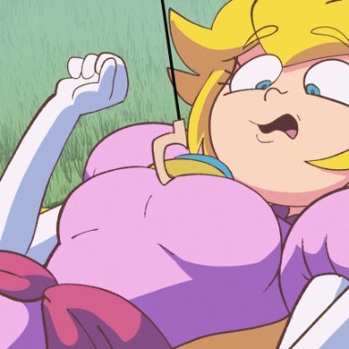 mario (series), nintendo, starbomb, princess peach, coolerinker, inker comics, inkershike, 1girls, assisted exposure, big breasts, blonde hair, bouncing breasts, breasts, breasts out, exposed breasts