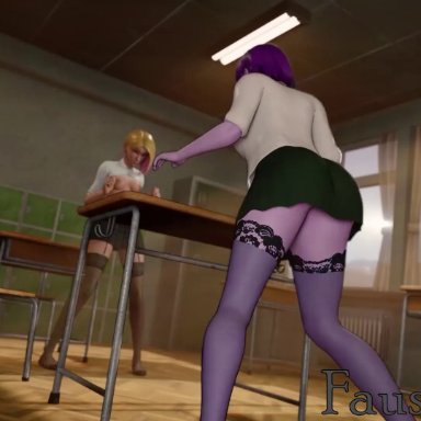 dc comics, marvel, spider-man (series), teen titans, gwen stacy, gwen stacy (spider-verse), raven (dc), faustterm, futa on female, futanari, vaginal penetration, 3d, 3d animation, animated, longer than 30 seconds