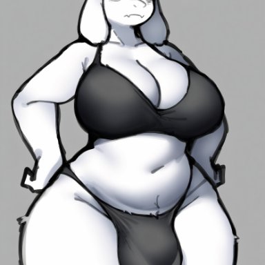 undertale, undertale (series), toriel, whoram, anthro, ass, balls, big ass, big balls, big breasts, big butt, big penis, big testicles, bra, breasts