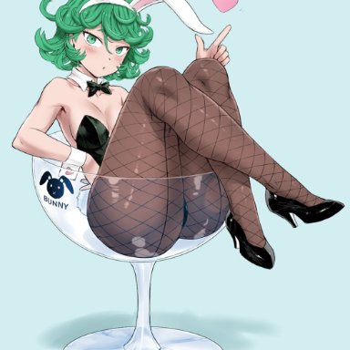 one-punch man, tatsumaki, iron alchemist, mogudan, 1girls, ass, big ass, big breasts, big butt, blush, bowtie, bunny ears, bunnysuit, fat ass, female