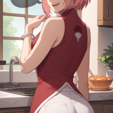 boruto: naruto next generations, naruto, naruto (series), sakura haruno, bewaretheaimachinegod, 1girls, ass, ass focus, back view, big ass, bracelet, breasts, cheating, cheating wife, china dress